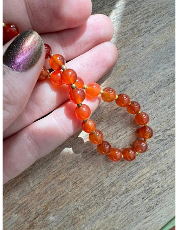 Edelstenen Ketting Carneool &amp; Zwart Glas