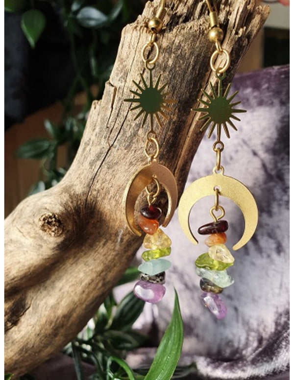Edelsteen Oorhangers Chakra - Ster &amp; Maan