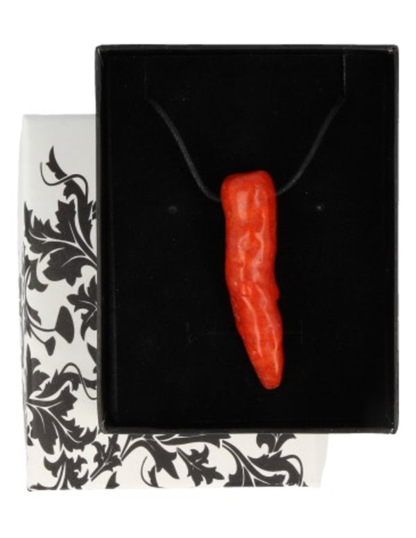 Chili Koraal hanger aan waskoord (imitatie)