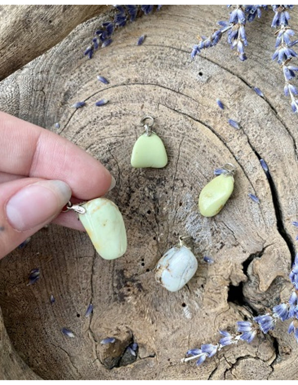Edelsteen Hanger Chrysopraas Citroen (Gaspeiet)