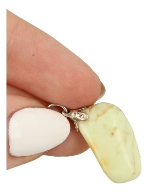 Edelsteen Hanger Chrysopraas Citroen (Gaspeiet)