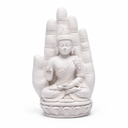 Boeddha In Hand Polyresin Wit 23 cm