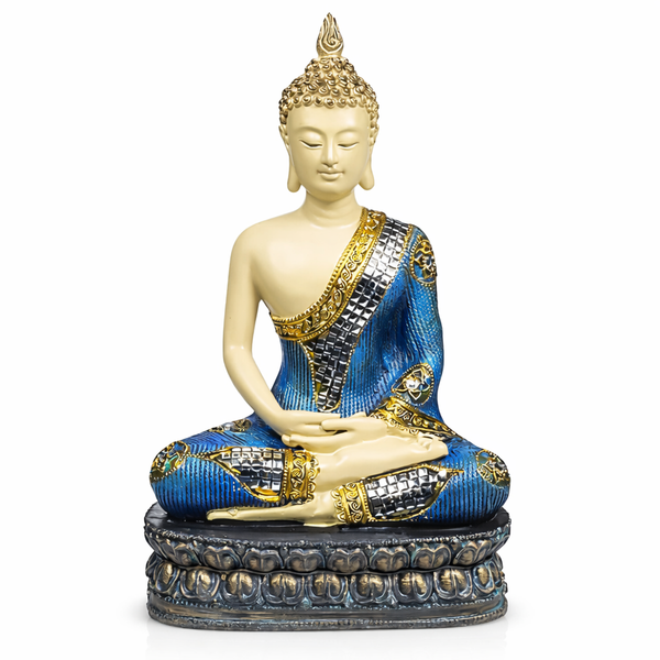 Thaise Boeddha Beeld Earth Witness Polyresin Wit 20 x 15 x 32 cm