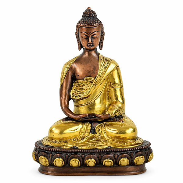 Boeddha Beeld Amithaba Japans Messing Tweekleurig 20 cm