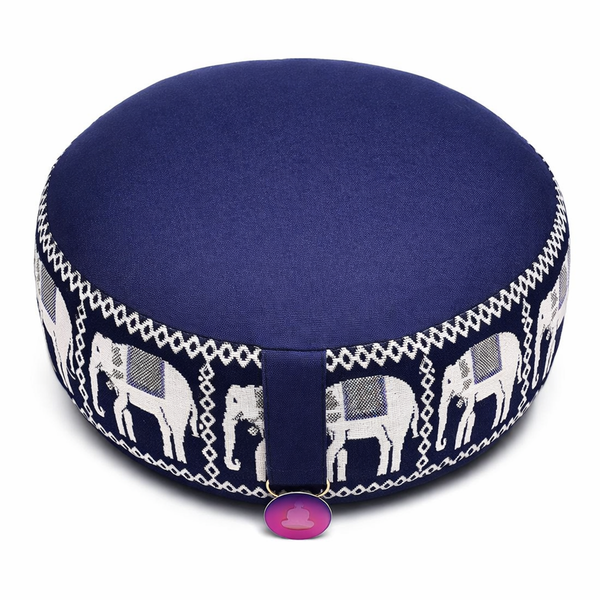 Yogi & Yogini Meditatiekussen Olifant Katoen Blauw rond 33 x 16 cm