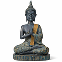 Thaise Boeddha Beeld Mediterend Polyresin Zwart 15 x 10 x 23 cm