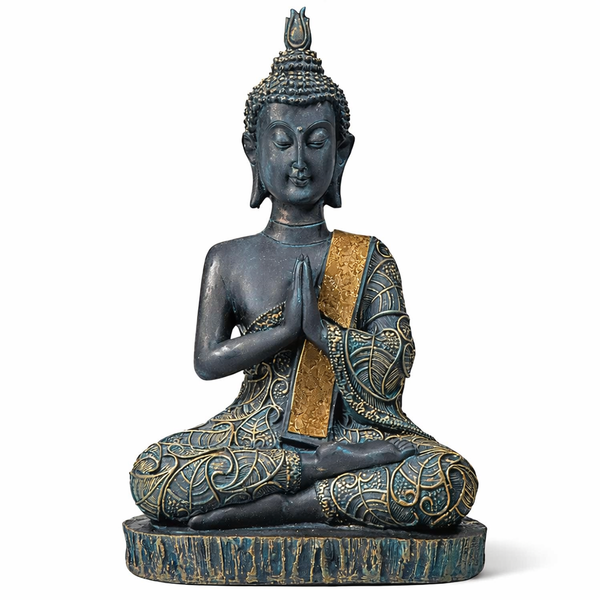 Thaise Boeddha Beeld Mediterend Polyresin Zwart 15 x 10 x 23 cm