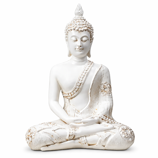 Boeddha Beeld Thais Mediterend Polyresin Wit 20 x 11 x 27 cm