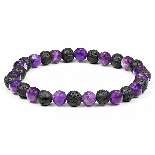 Armband Lavasteen Amethist Edelsteen ±6mm