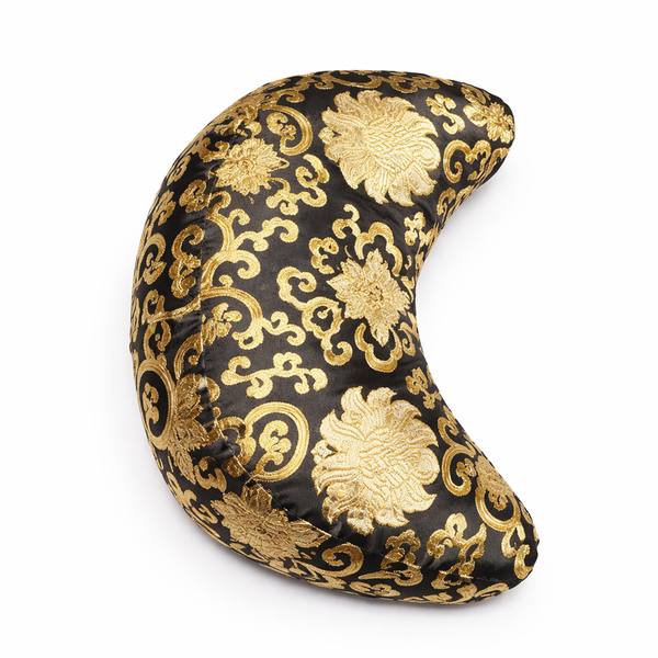 Yogi & Yogini Meditatiekussen Zwart Halve Maan Katoen Goud Patroon 33 x 13 cm