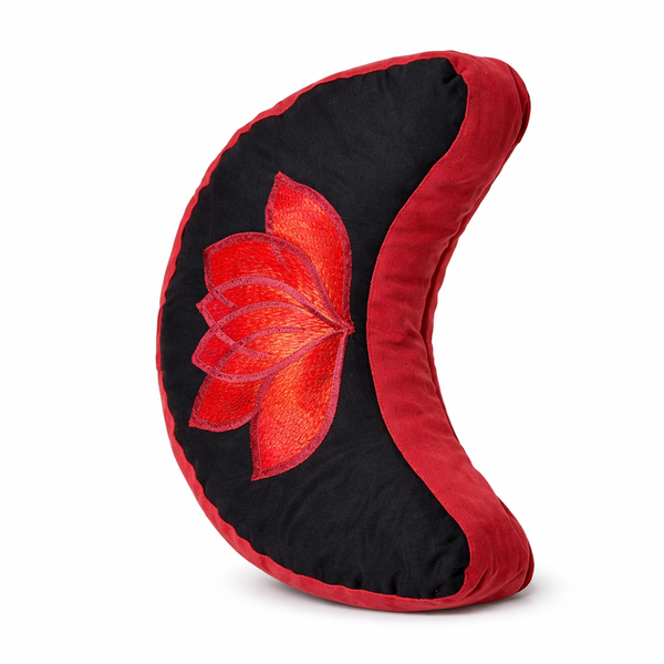 Yogi & Yogini Meditatiekussen Lotus Zwart Rood Katoen 33 x 13 cm