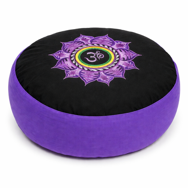 Yogi & Yogini Meditatiekussen Rond Lotus Katoen Zwart Violet 33 x 17 cm