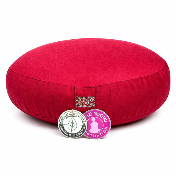 Yogi & Yogini Meditatiekussen Rond Biologisch Katoen Rood 33 x 12 cm