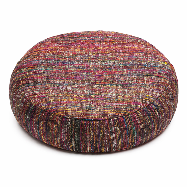 Yogi & Yogini Meditatiekussen Rond Veelkleurig Ruwe Zijde 33 x 17 cm