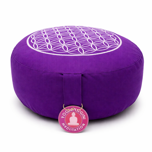 Yogi & Yogini Meditatiekussen Rond Levensbloem Katoen Paars 33 x 17 cm