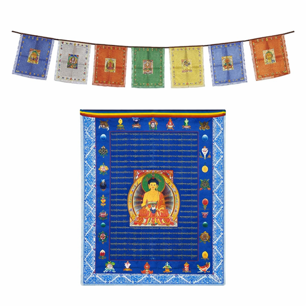 Gebedsvlaggen Boeddha Shakyamuni Zambala Chenrezig Tara Amitayus Paard Synthetisch Nylon 10 Vlaggen