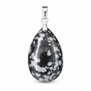 Druppelvormige Hanger van Obsidiaan Sneeuwvlok (25 mm)