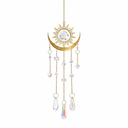 Suncatcher Zon En Halve Maan Met Kristalglas Goudkleurig Metaal 44x8 cm