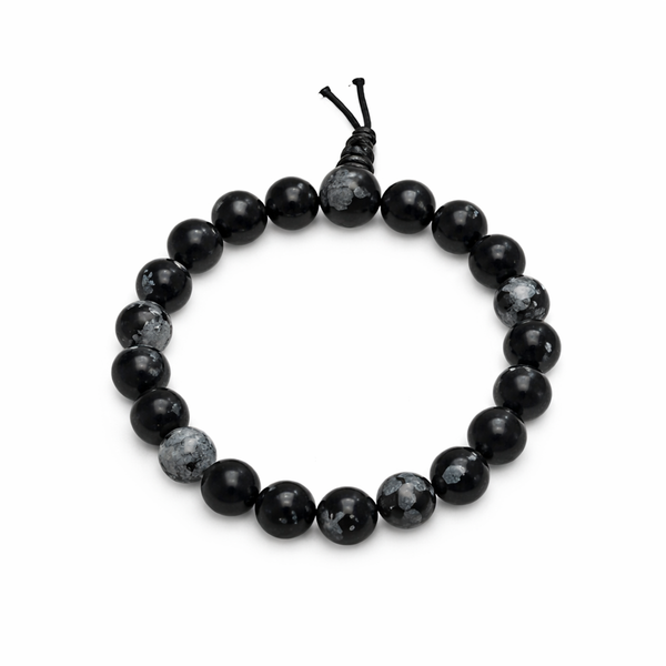 Edelsteen Armband Obsidiaan Sneeuwvlok Powerbead