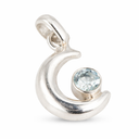 Edelsteen Hanger Blauwe Topaas Maan - Zilver