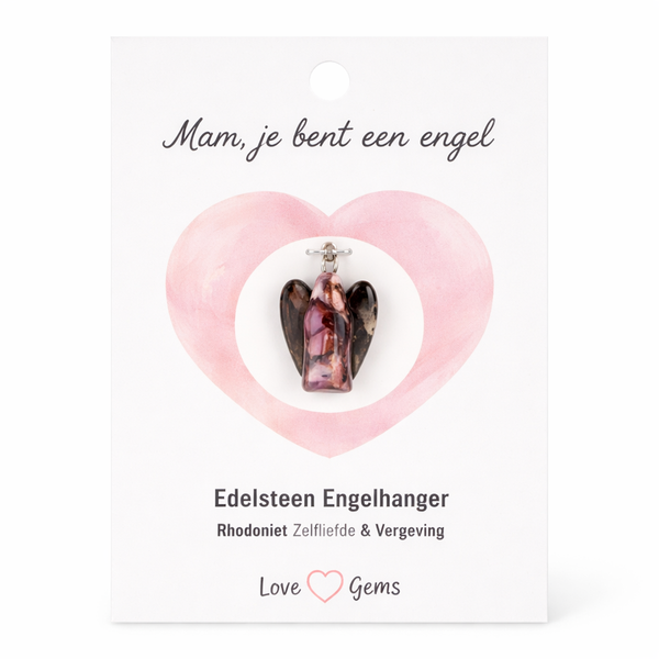 Engelen Hanger Rhodoniet - Love Gems