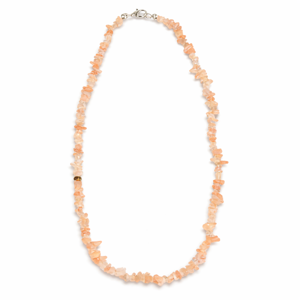 Zonnesteen Splitketting Smal met Zilverkleurige Sluiting