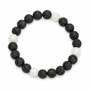 Lavasteen kralenarmband 8 mm kralen Jade wit windroos design