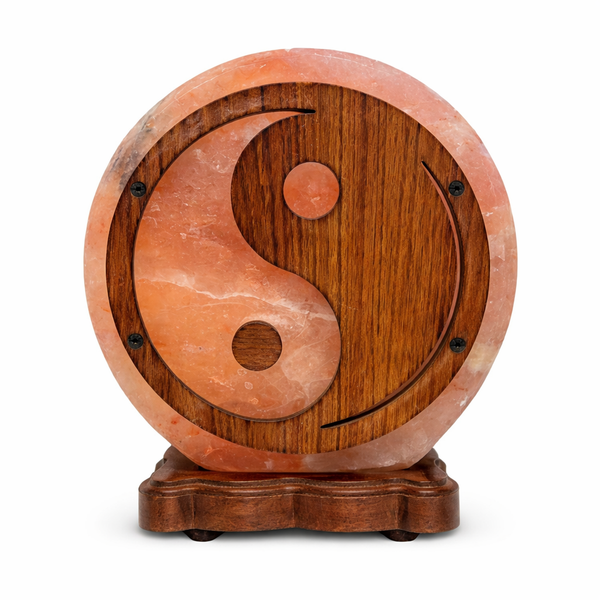 Zoutsteen Yin Yang Lamp Inclusief Kabel en 15 Watt Lampje