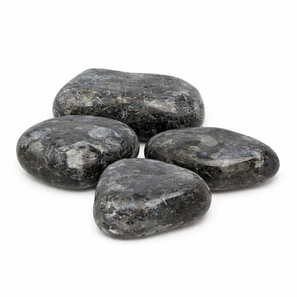 Larvikiet trommelstenen 100 gram vier stuks