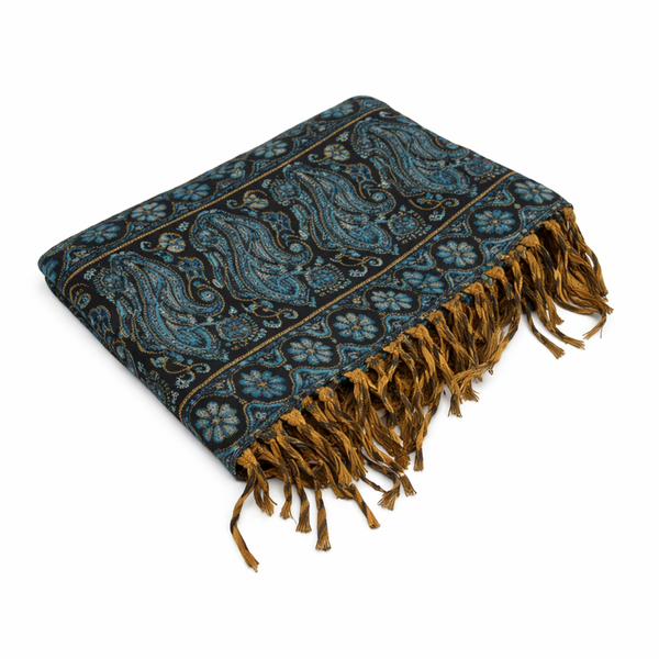 Meditatiedeken Zwart Oranje Blauw Acrylic Wool Nr 121