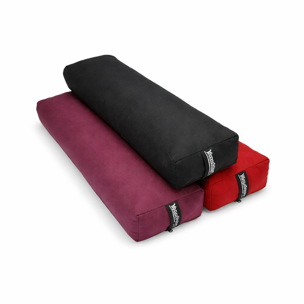 Yoga Bolster Katoen Boekweitkaf Aubergine Bordeaurood Zwart