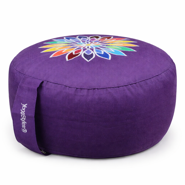 YogaStyles Chakra Collection Meditatiekussens Geborduurde Symbolen Boekweitkaf Vulling