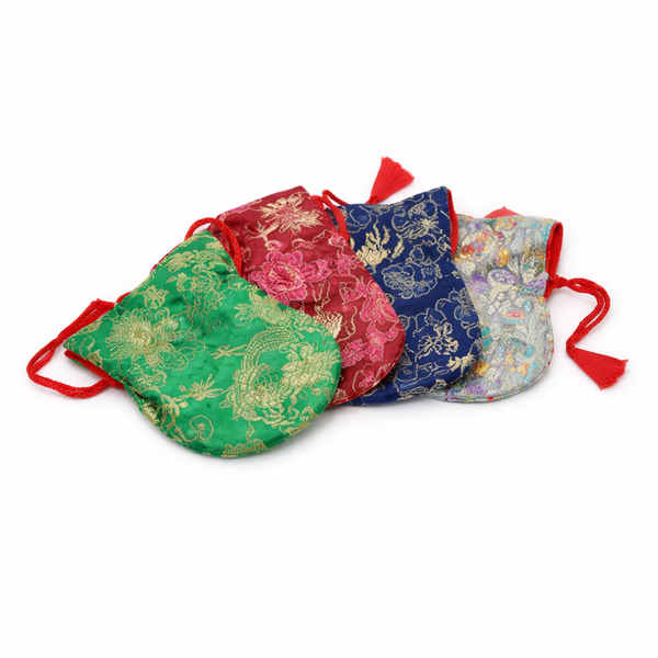 Set van 4 luxe katoenen Tibetaanse buideltjes assorti