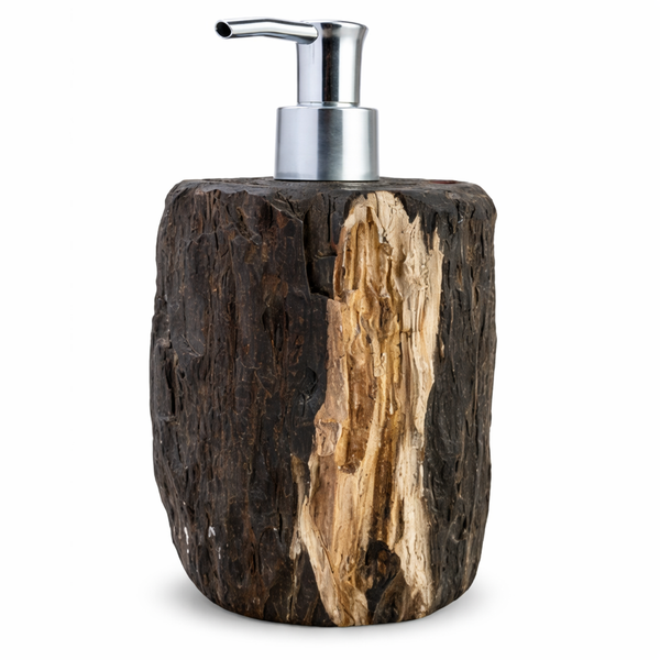 Versteend Houten Zeeppompje Indonesië Uniek Decoratief Accessoire Badkamer Keuken
