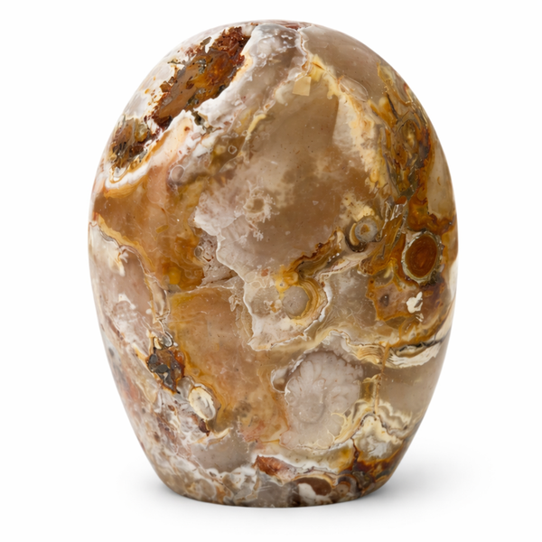 Agaat Bloem Sculptuur Gepolijst Madagaskar Edelsteen Decoratief Object