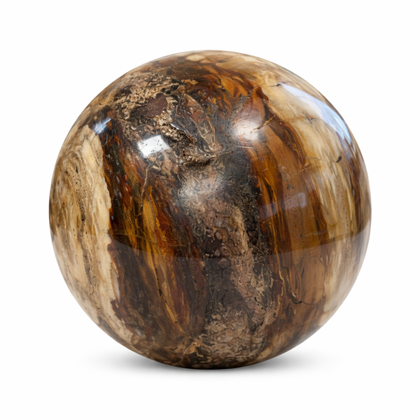 Versteend hout bol Madagaskar 2248 gram edelsteen decoratie