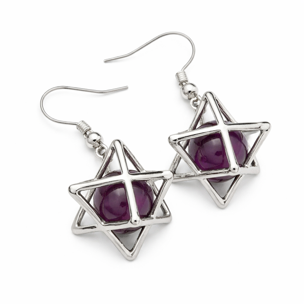 Oorbellen Amethist Merkabah