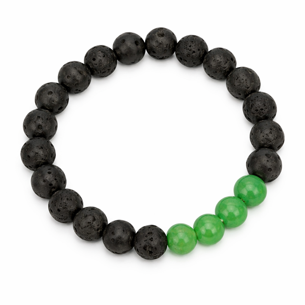 Lavasteen Kralenarmband met Groene Aventurijn Kraaltjes