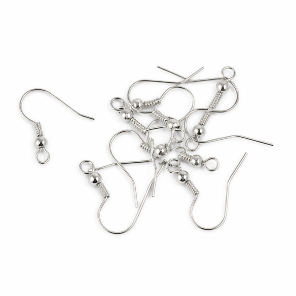 Zilverkleurige Oorbelhaakjes - 20 mm (10 stuks)