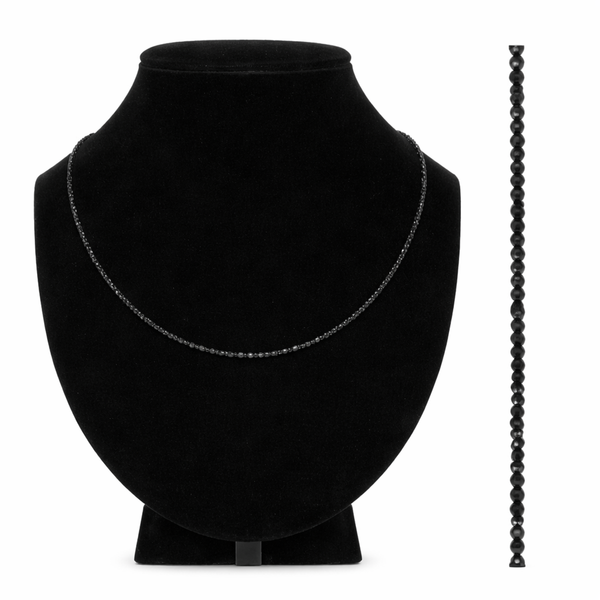 Zwarte Spinel Subtiel Collier Zilveren Slotje 44 cm Lengte
