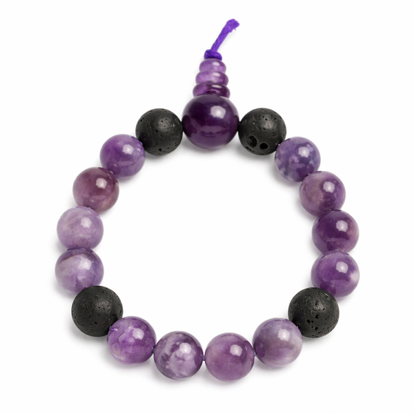Edelsteen Armband Amethist Powerbead met Lavastenen (21 cm)