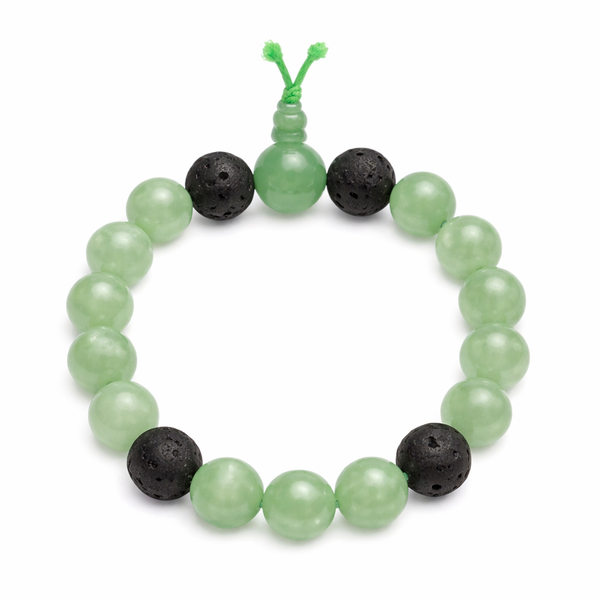 Edelsteen Armband Groene Aventurijn Powerbead met Lavasteen