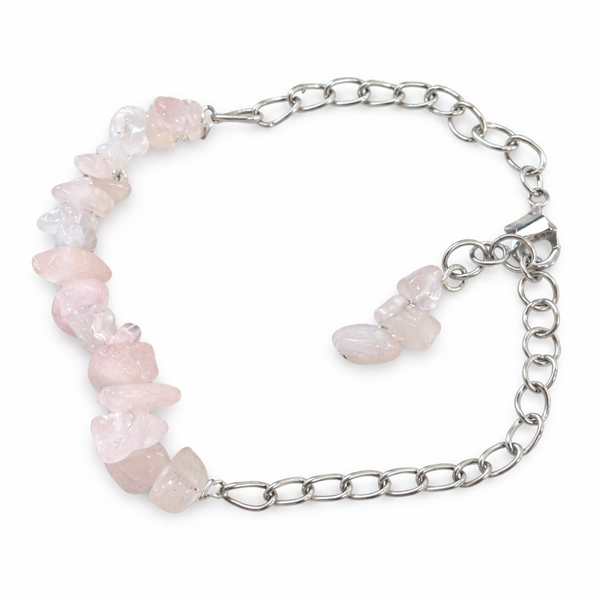 Edelsteen Splitarmband Rozenkwarts Bar
