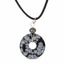 Donuthanger Obsidiaan Sneeuwvlok aan Koord (30 mm)