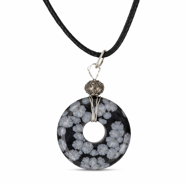 Donuthanger Obsidiaan Sneeuwvlok aan Koord (30 mm)