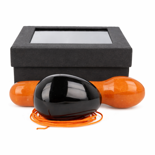 Yoni Massage Set Obsidiaan - Aventurijn Oranje