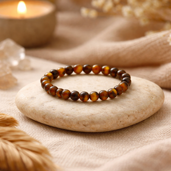 Elastische Ring Met Tijgeroog Halfedelstenen 3mm