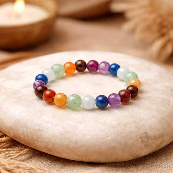 Ring 7 Chakra Stenen Elastisch Edelsteen 3mm