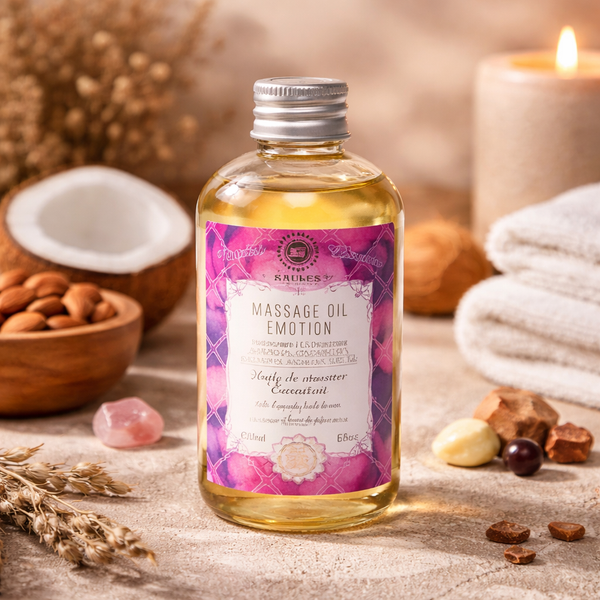 Massageolie Emotion Met Druivenpitolie, Kokosolie, Cacaoboter En Amandelolie 200ml