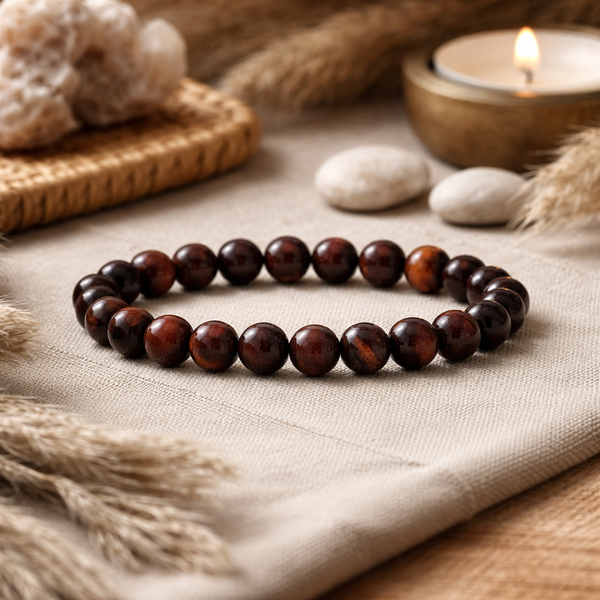 Armband Rode Tijgeroog AA Kwaliteit Elastisch 0,8 cm